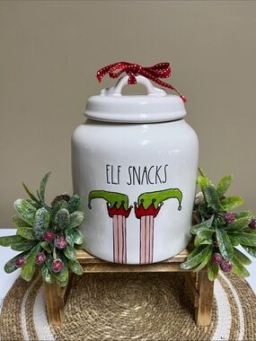 Rae Dunn Elf Snacks Ceramic Canister in New Condition